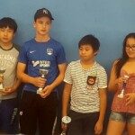 Quatre jeunes joueurs avec leurs trophées à l'issue de la dernière étape du Grand Prix à Juvisy.